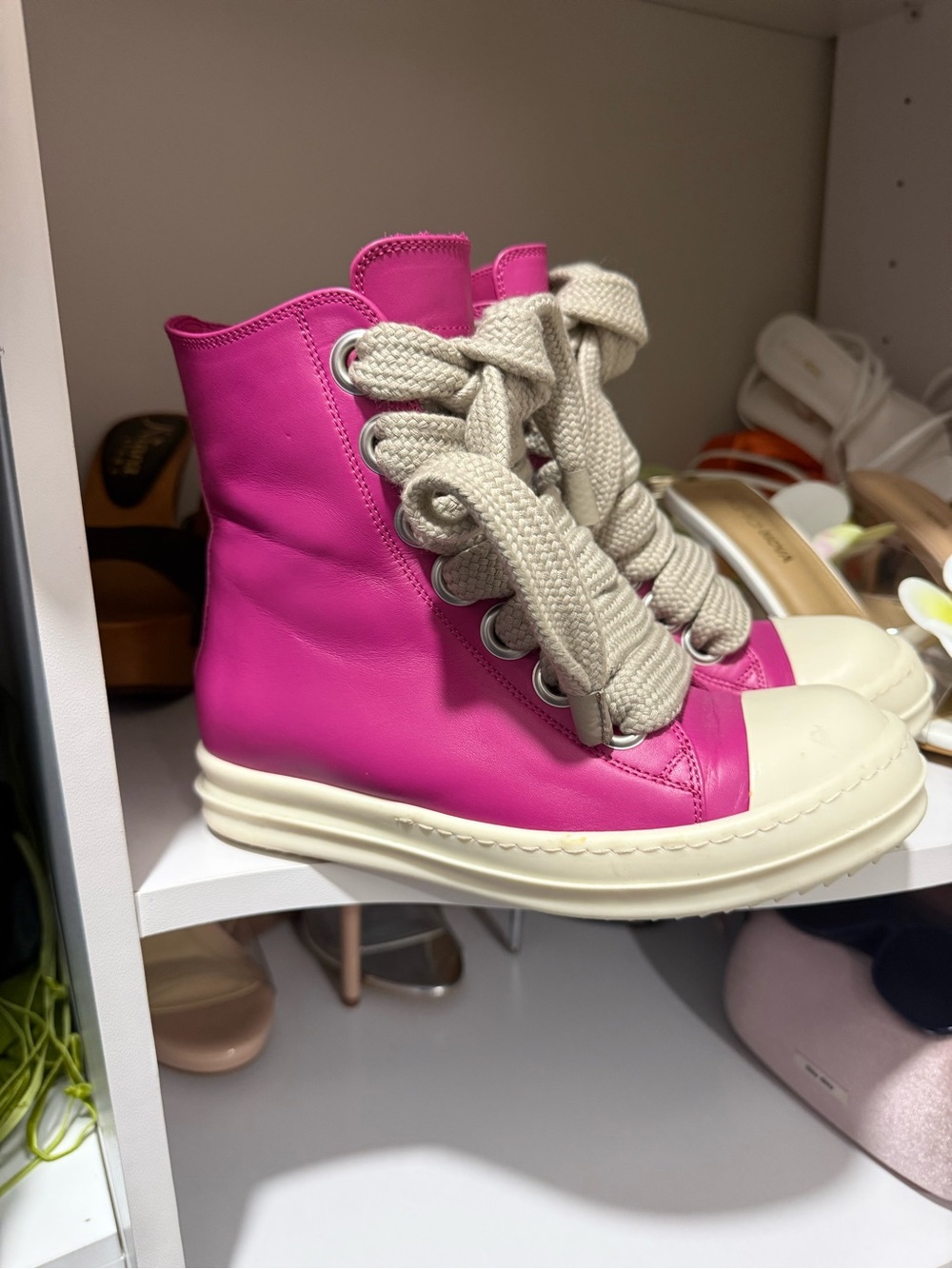 Rick Owens hightop leather sneaker